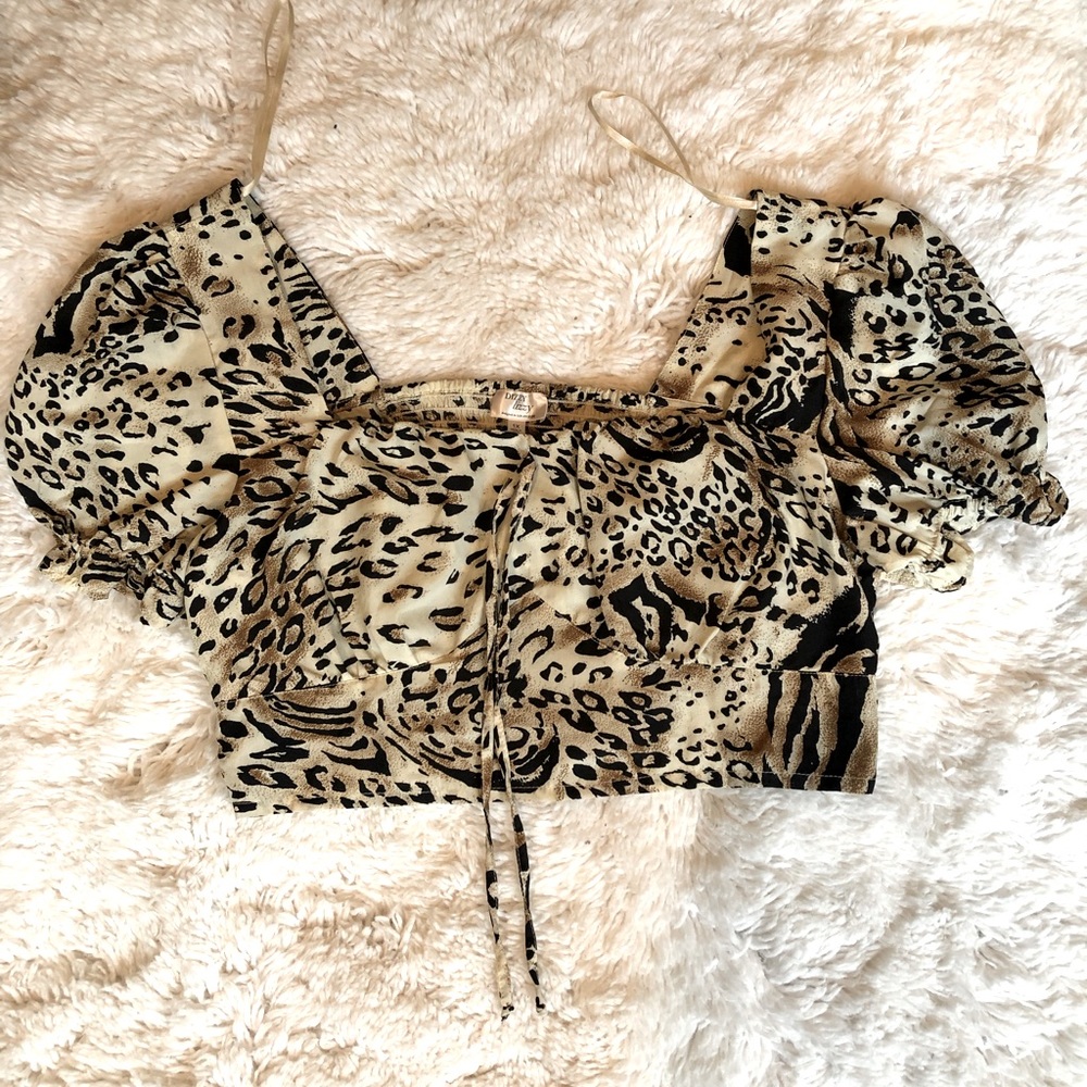 Cheetah Print Peasant Top